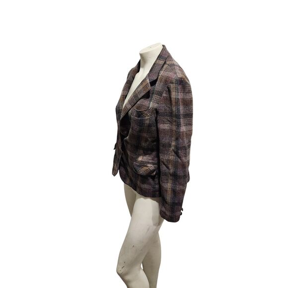 Peerless of Boston Vintage Blazer Womens SZ 16 Dark Academia Preppy Wool Plaid - Picture 4 of 6